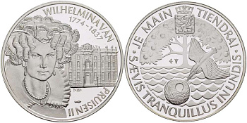 Нидерланды медаль ND Вильгельмина Прусская Вторая (1774-1837), диаметр 38 мм., вес 25,12 гр.  серебро  PROOF  1078-6-12