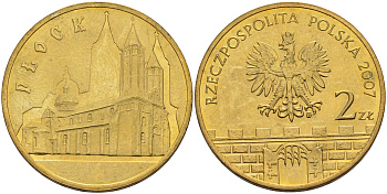 Польша 2 злотых 2007 MW, серия польские города - Плоцк (PLOCK) KM 617 латунь 4589-613