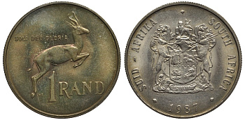 ЮАР 1 РАНД 1987 АНТИЛОПА SPRINGBOK KM 88а никель 4537-332