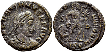 Римская Империя центенионалий 367-375 Грациан GLORIA ROMANORVM Сисция Good Very fine RIC 14c бронза 270-311