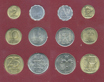 Израиль набор из 6 монет 1970 в оригинальной упаковке, с сертификатом, в красном буклете KM MS13 UNC 3-6-3-69