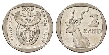 ЮАР 2 ранда 2010 KM 498 медь плакированная никелем UNC 4628-236