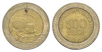 Колумбия 500 песо 2016 KM 298 биметалл 4663-515