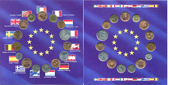 ЕВРОПА НАБОР ИЗ 15 МОНЕТ РАЗЛИЧНЫХ СТРАН ЕВРОПЫ В ОРИГИНАЛЬНОМ БУКЛЕТЕ UNC 06-081-61