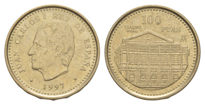 Испания 100 песет 1997 Королевский театр KM 984 алюминиевая бронза 4622-1125