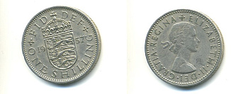 Великобритания 1 шиллинг 1957 Елизавета II (1952-2022), Английский герб KM 904, Spink 4147 медно-никель 59-825