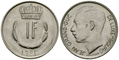 Люксембург 1 франк 1981 KM 55 медно-никель 34-113