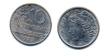БРАЗИЛИЯ 10 СЕНТАВО 1979 KM 578.1a сталь 51-4534