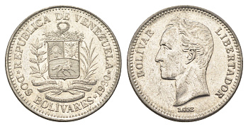 Венесуэла 2 боливара 1990 Симон Боливар Y 43a сталь плакированная никелем 4662-954