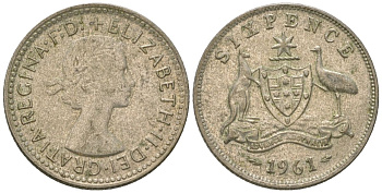Австралия 6 пенсов 1961 Елизавета II (1952-2022) KM 58 серебро 4615-1022