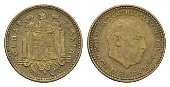 Испания 1 песета 1953 (56) Франсиско Франко (1939-1975) KM 775 алюминиевая бронза 4119-1142