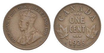 Канада 1 цент 1928 Георг V (1910-1936) KM 28 бронза 4636-545