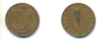 ИРЛАНДИЯ 1 ПЕННИ 1971 ПТИЧКА KM 20 бронза 86-1423