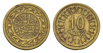 Тунис 10 миллимов 1960 KM 306 латунь 4640-915