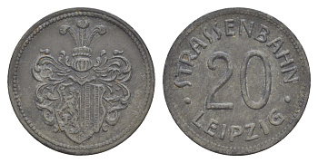 Лейпциг трамвайный (транспортный) жетон в 20 пфеннигов ND Men05 14844.1, Men18 18643.1 цинк 4582-1125