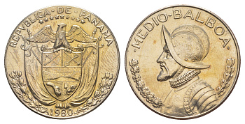 Панама 1/2 бальбоа (50 сентесимо) 1980 KM 12b медь плакированная медно-никелем 4634-1135