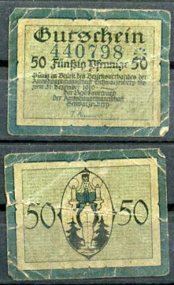 Германия, Шварценберг 50 пфеннигов 1919 нотгельд, 31.12.1919 бумага 8614-46-4-2