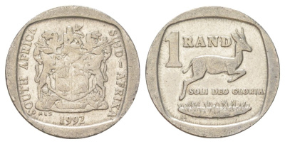 ЮАР 1 ранд 1992 KM 138 медь плакированная никелем 4627-249