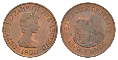 Джерси 2 пенса 1990 Елизавета II (1952-2022), Сент-Хелиер KM 55 бронза    4660-223