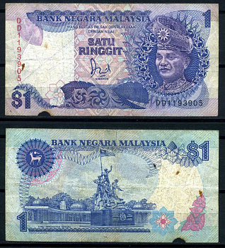 Малайзия 1 ринггит ND (1986) султан Туанку Абдул Рахман, сплошная защитная линия Pick 27 a бумага 7207-20-2-2