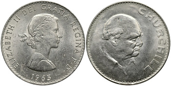 Великобритания 1 крона (5 шиллингов) 1965 Уинстон Черчилль, Елизавета II (1952-2022) KM 910, Spink 4144 медно-никель 4368-823