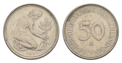 ФРГ 50 пфеннигов 1971 G KM 109.1, J. 384 медно-никель 4636-1142