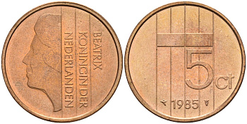 Нидерланды 5 центов 1985 Беатрикс (1980-2013) KM 202 бронза UNC 4116-237