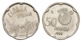 Испания 50 песет 1990 Expo '92, Город Севилья KM 853 медно-никель UNC 4621-128
