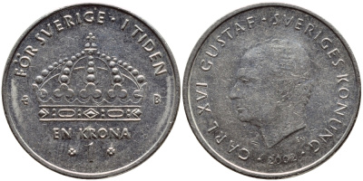 Швеция 1 крона 2002 Карл XVI Густав (1973- ) KM 894 медно-никель 4380-326