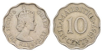 Маврикий 10 центов 1957 KM 33 медно-никель 4150-1242