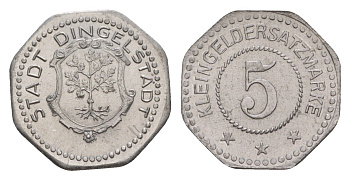 Дингельштедт 5 пфеннигов ND Funck 96.1, Men05 5192.1, Men18 6508.1 железо UNC 1528-722