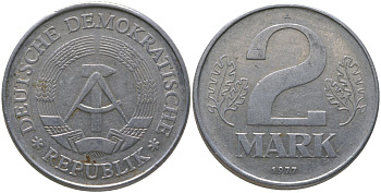 ГДР 2 марки 1977 KM 48 алюминий 186-1122