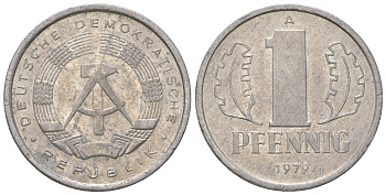ГДР 1 пфенниг 1979 A KM 8.1 алюминий 4651-1256