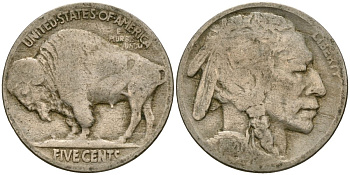 США 5 центов 1920 индеец, бизон KM 134 медно-никель 4135-422