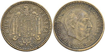 Испания 1 песета 1963 (63) Франсиско Франко (1939-1975) KM 775 алюминиевая бронза 4604-334