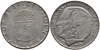 Швеция 1 крона 1978 Карл XVI Густав (1973- ) KM 852 медь плакированная медно-никелем 4397-855