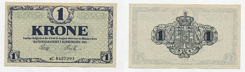 Дания 1 крона 1921 серия 2C Pick 12 g бумага aUNC 7217-2-1-2