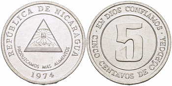 Никарагуа 5 сентаво 1974 ФАО KM 28 алюминий UNC M49-15