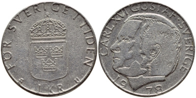 Швеция 1 крона 1978 Карл XVI Густав (1973- ) KM 852 медь плакированная медно-никелем 4397-855