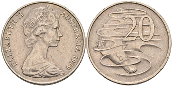 Австралия 20 центов 1979 Елизавета II (1952-2022), утконос KM 66 медно-никель 4131-921