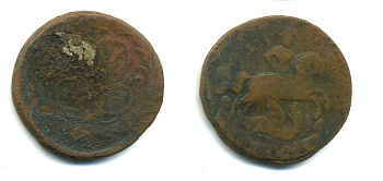 РОССИЯ 1 КОПЕЙКА 1760 медь 61-714