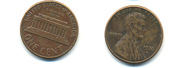 США 1 ЦЕНТ 1976 D, ЛИНКОЛЬН KM 201 медь цинк 179-333