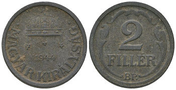 Венгрия 2 филлера 1944 BP KM 519 цинк 187-1257