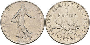 ФРАНЦИЯ 1 ФРАНК 1978 СЕЯТЕЛЬ KM 925.1 никель 186-351