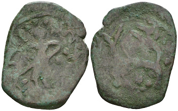 Великое княжество Тверское пуло 1440-1485 Вел. князья Борис Александрович и Михаил Борисович, воин с мечем/рогатый зверь Гулецкий/Петрунин 2827 медь 262-1639