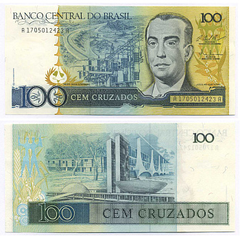 БРАЗИЛИЯ 100 КРУЗАДО 1987 ПОДПИСЬ 25, ЖУСЕЛИНУ КУБИЧЕК Pick 211c бумага UNC (ПРЕСС) 8595-28-1-2