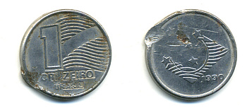 Бразилия 1 крузейро 1990 KM 617 нержавеющая сталь 93-1025