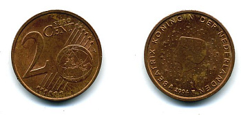 НИДЕРЛАНДЫ 2 ЕВРОЦЕНТА 2004 KM 235 плакированная сталь 46-2656