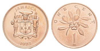 Ямайка 1 цент 1973 FM, тираж 20.000 экземпляров KM 51 бронза BU 4640-1269