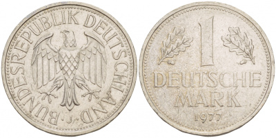 ФРГ 1 МАРКА 1977 J KM 110, J.385 медно-никель 4544-1113